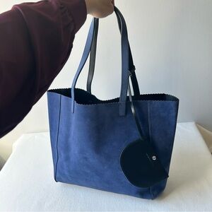 Banana Republic Navy Tote Bag - Suede medium size